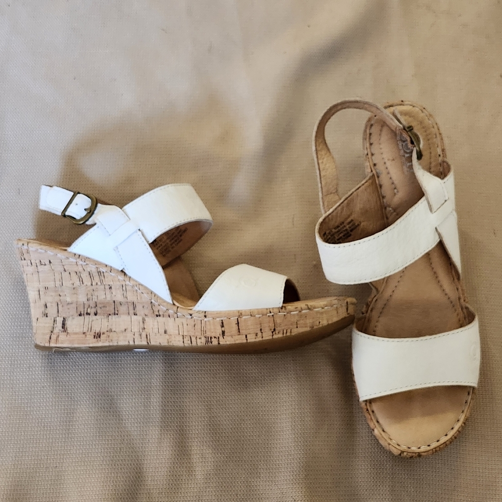 Born Fleet White Sandals Genuine Leather Women Size 9m - Picture 3 of 8